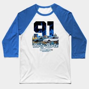 Dirty Blue Flames Caprice Street Cars Baseball T-Shirt